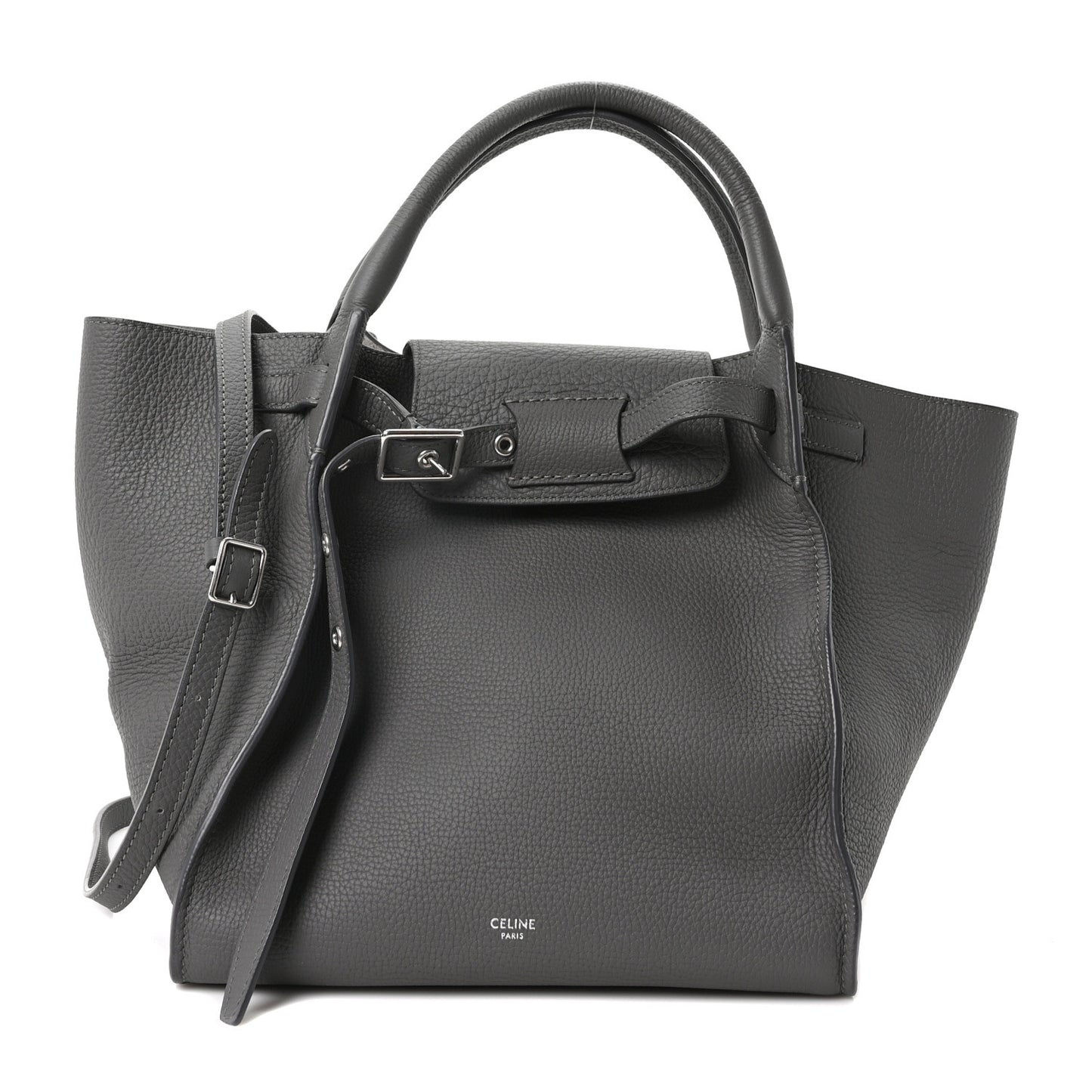 Supple Calfskin Long Strap Small Big Bag Grey