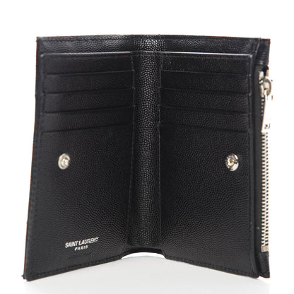 Saint Laurent Grain De Poudre Matelasse Chevron Monogram Zipped Two-Part Wallet Black 5 of 9