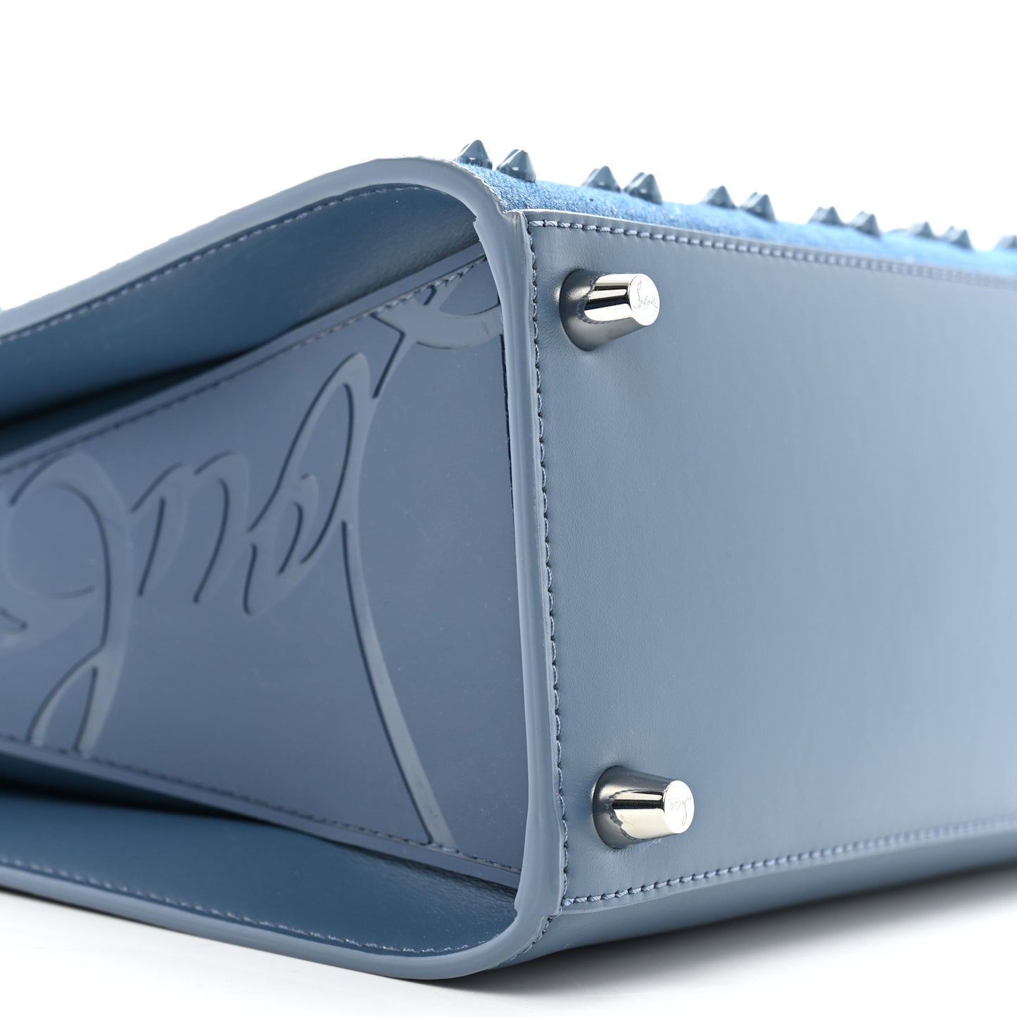 Denim Calfskin Studded Loubinthesky Medium Paloma Blue
