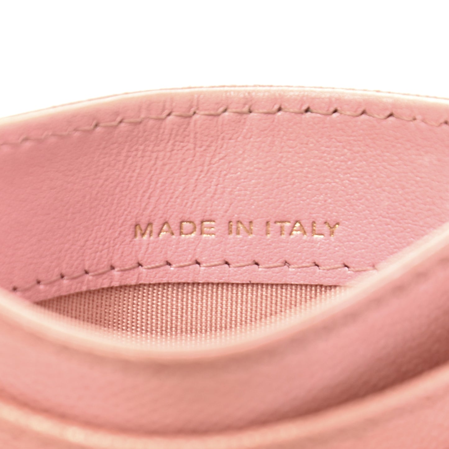 Iridescent Caviar Quilted Card Holder Rose Pink