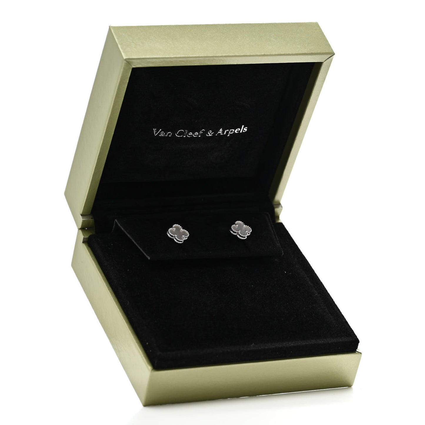 18K White Gold Mother of Pearl Sweet Alhambra Earrings
