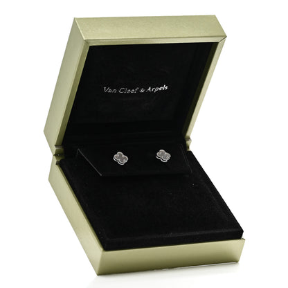 Van Cleef & Arpels 18K White Gold Mother of Pearl Sweet Alhambra Earrings 5 of 5