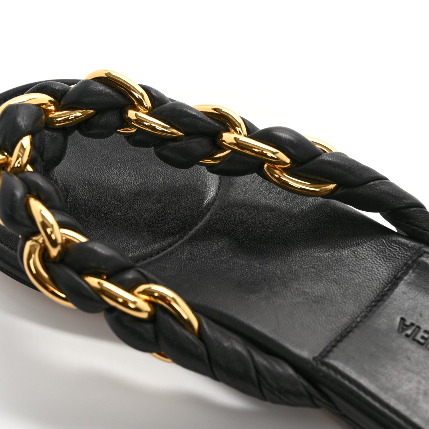 Bottega Veneta Nappa Chain Dot Flat Sandals 37 Black 9 of 10