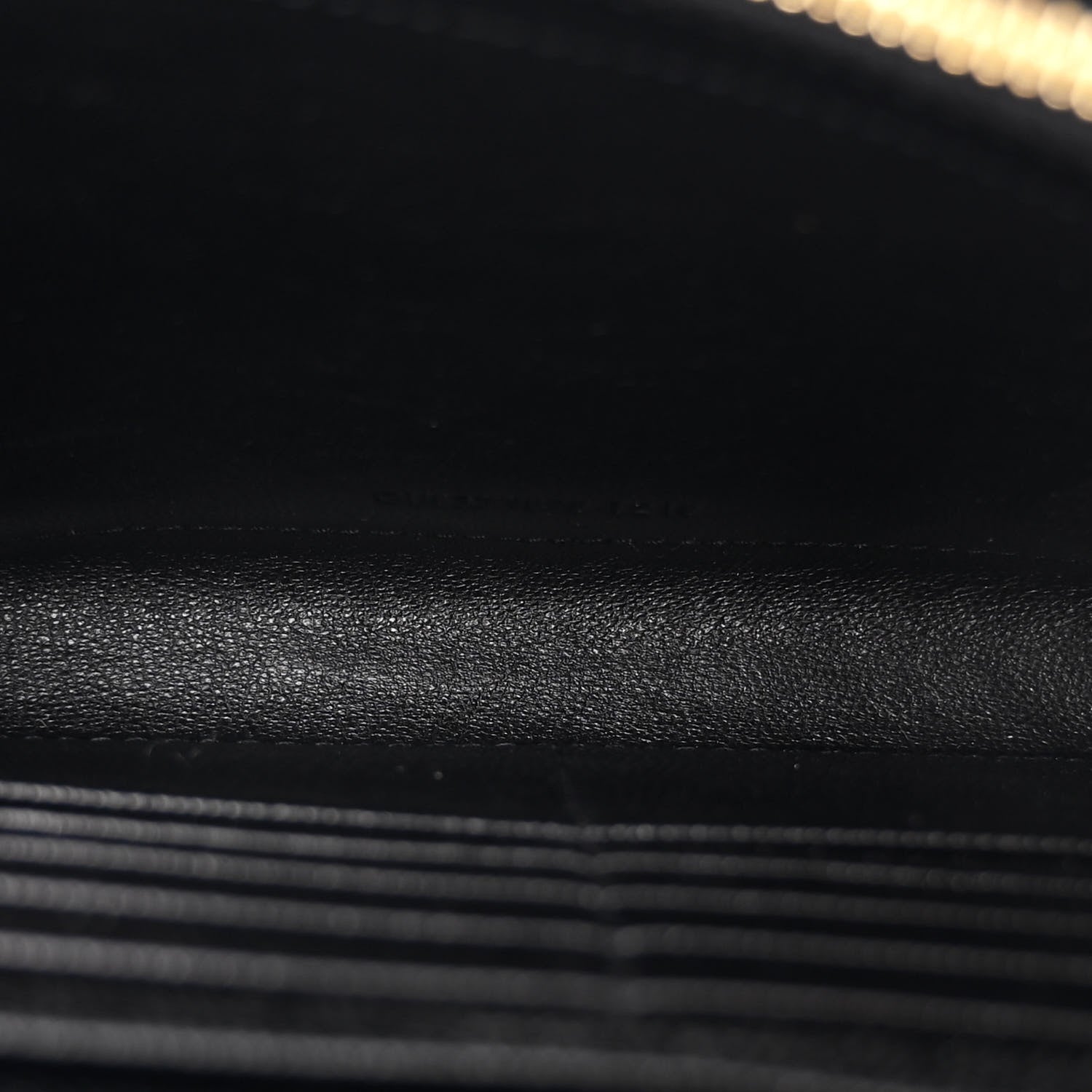 Saint Laurent Grain De Poudre Matelasse Chevron Monogram Chain Wallet Black 5 of 12