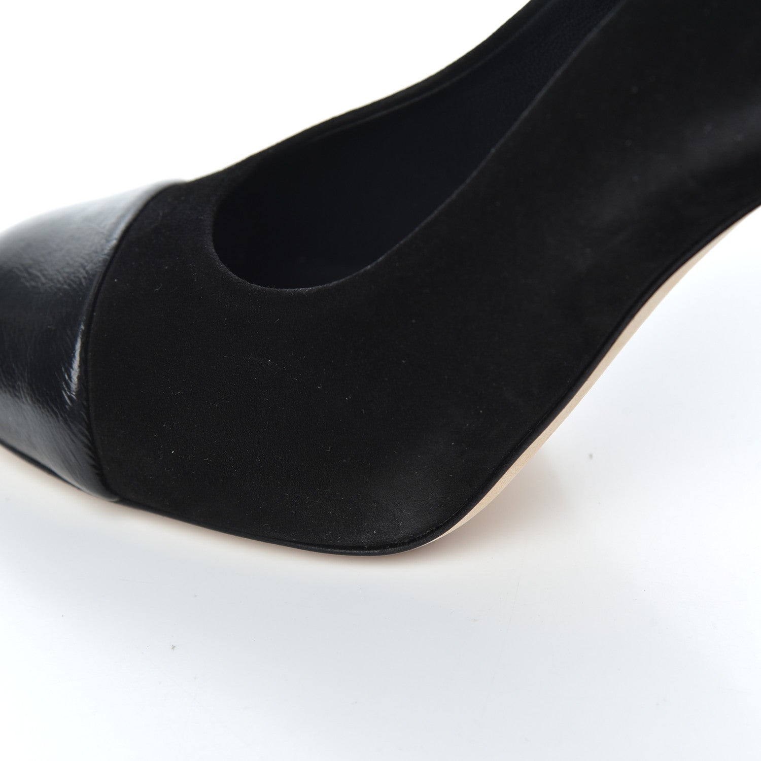 Chanel Suede Cap Toe CC Pumps 38 Black 10 of 18