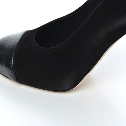 Chanel Suede Cap Toe CC Pumps 38 Black 10 of 18