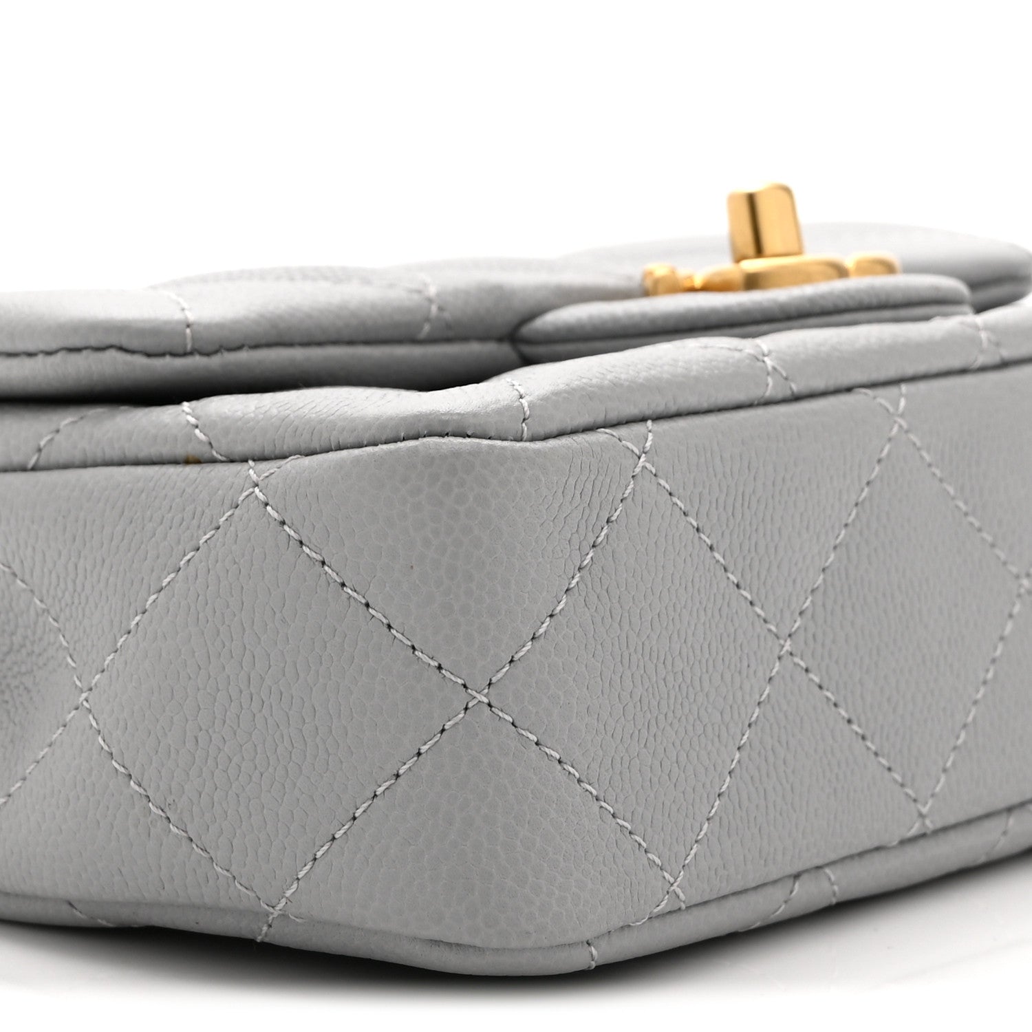 Chanel Caviar Quilted Mini Sweetheart Rectangular Flap Light Grey 9 of 10