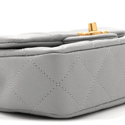 Chanel Caviar Quilted Mini Sweetheart Rectangular Flap Light Grey 9 of 10