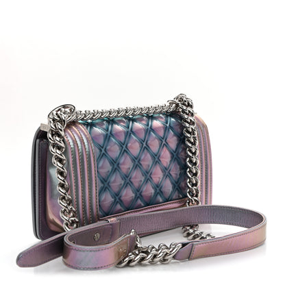Chanel Iridescent Patent Calfskin PVC Quilted Small Boy Flap Light Purple 3 of 14