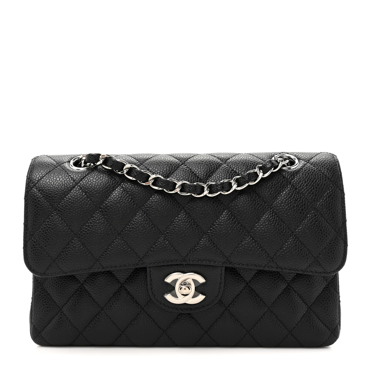 Caviar Quilted Small Double Flap Black