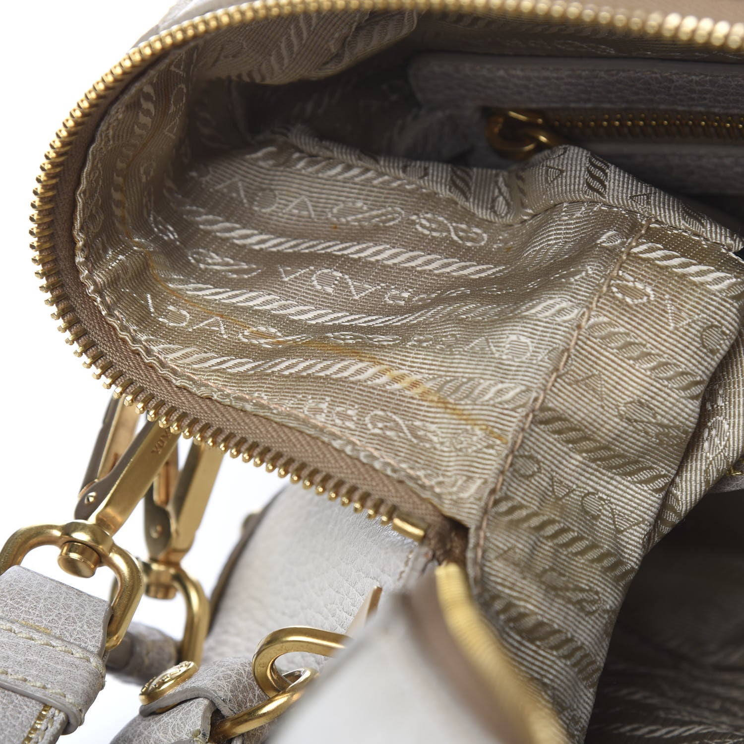 Prada Cervo Patchwork Fringe Bowler Bianco 15 of 17