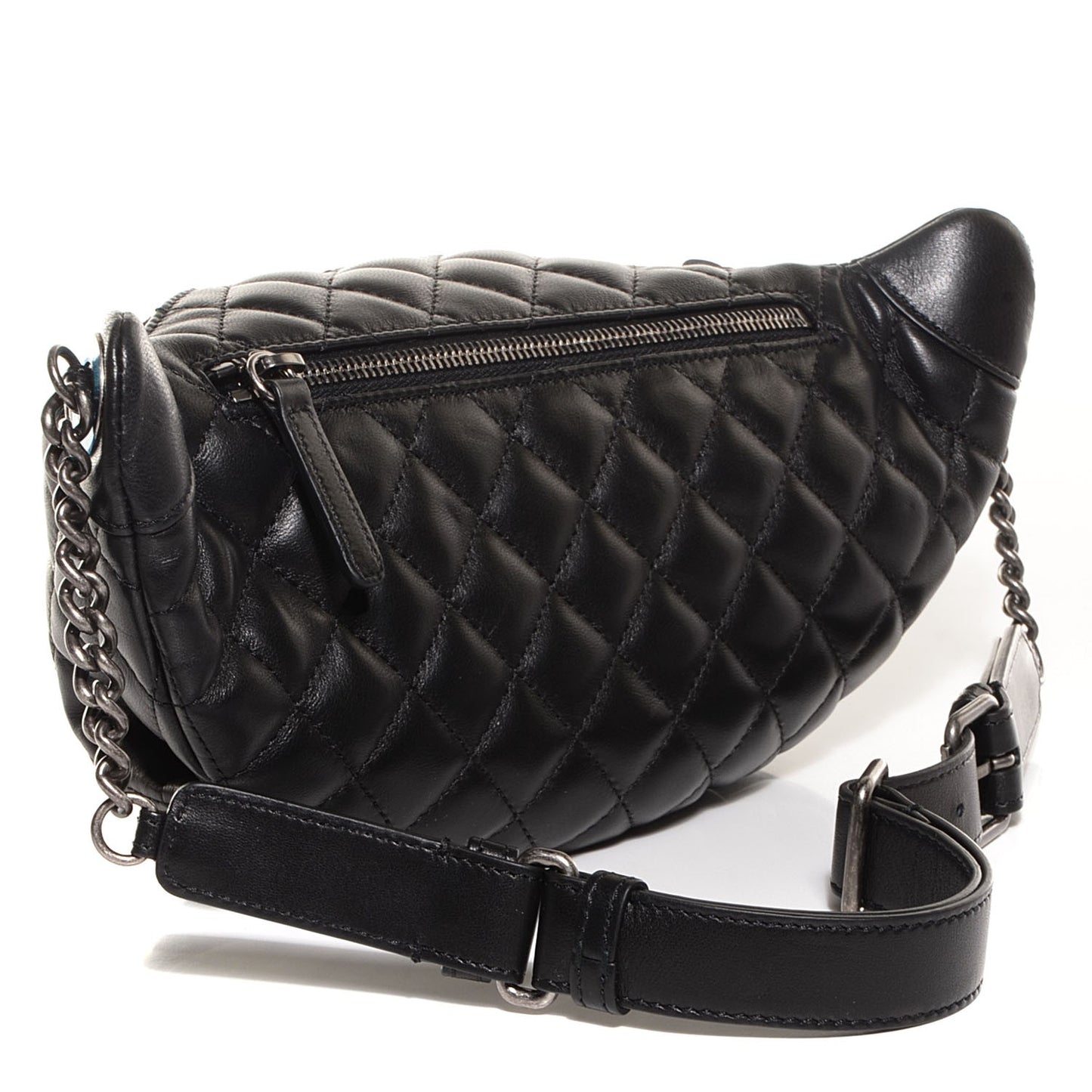 Lambskin Quilted CC Banane Waist Bag Black