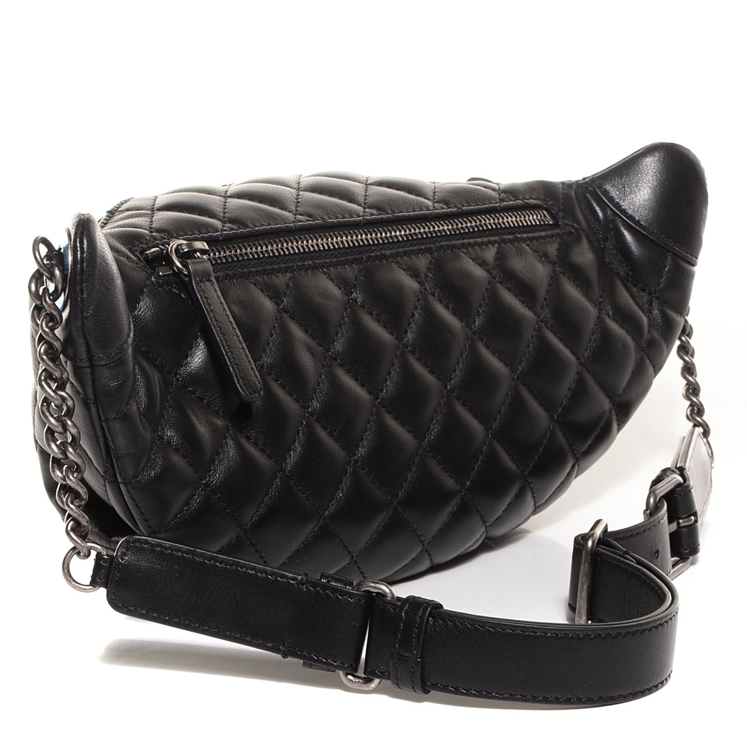 Chanel Lambskin Quilted CC Banane Waist Bag Black 3 of 8