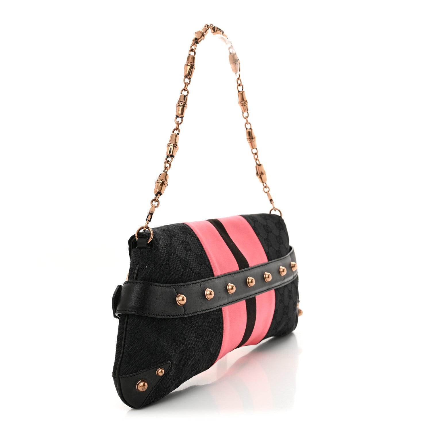 Gucci Monogram Horsebit Web Clutch Black 3 of 13