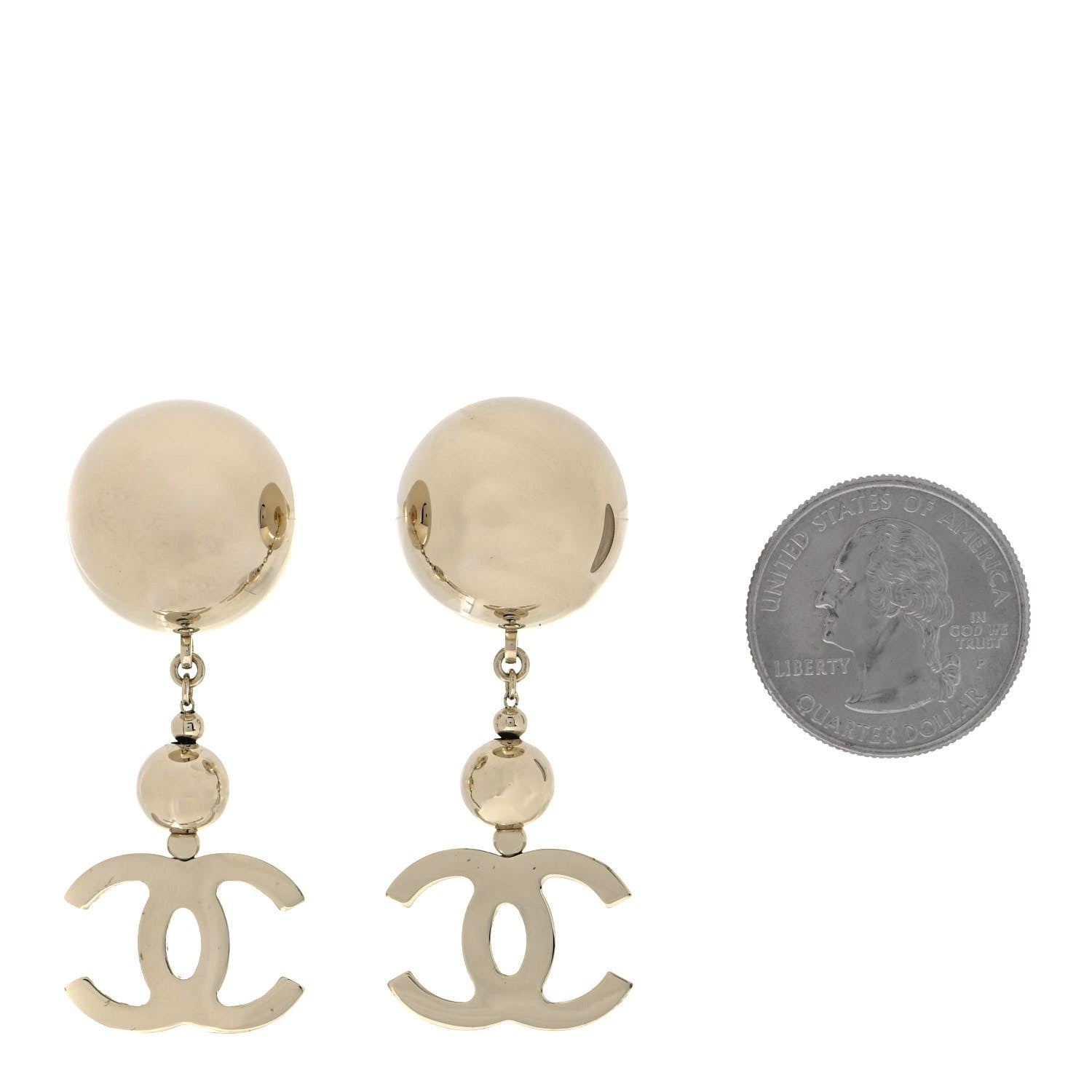 Chanel Metal CC Drop Earrings Gold 2 of 4