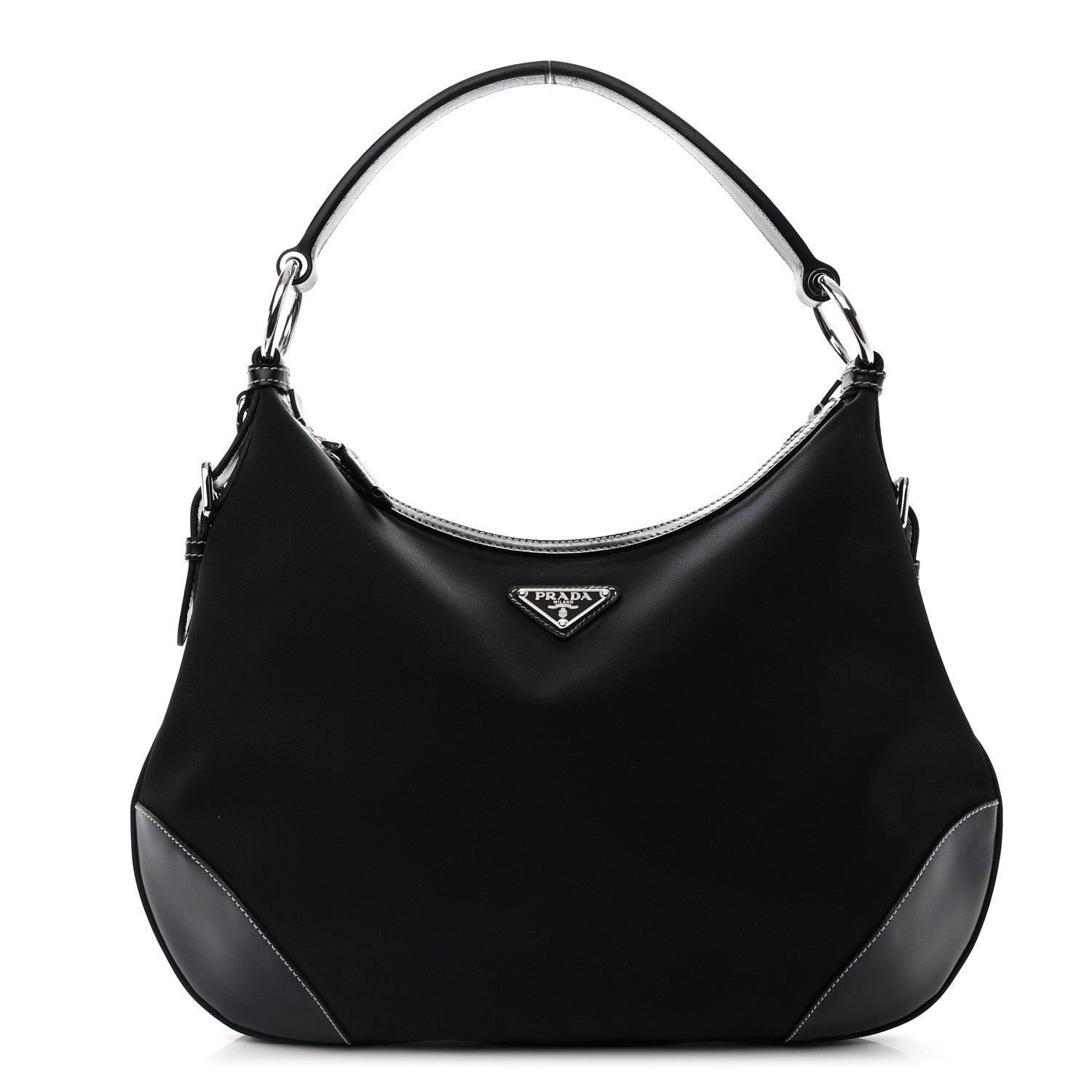 Prada Tessuto Nylon Saffiano Hobo Black 1 of 12