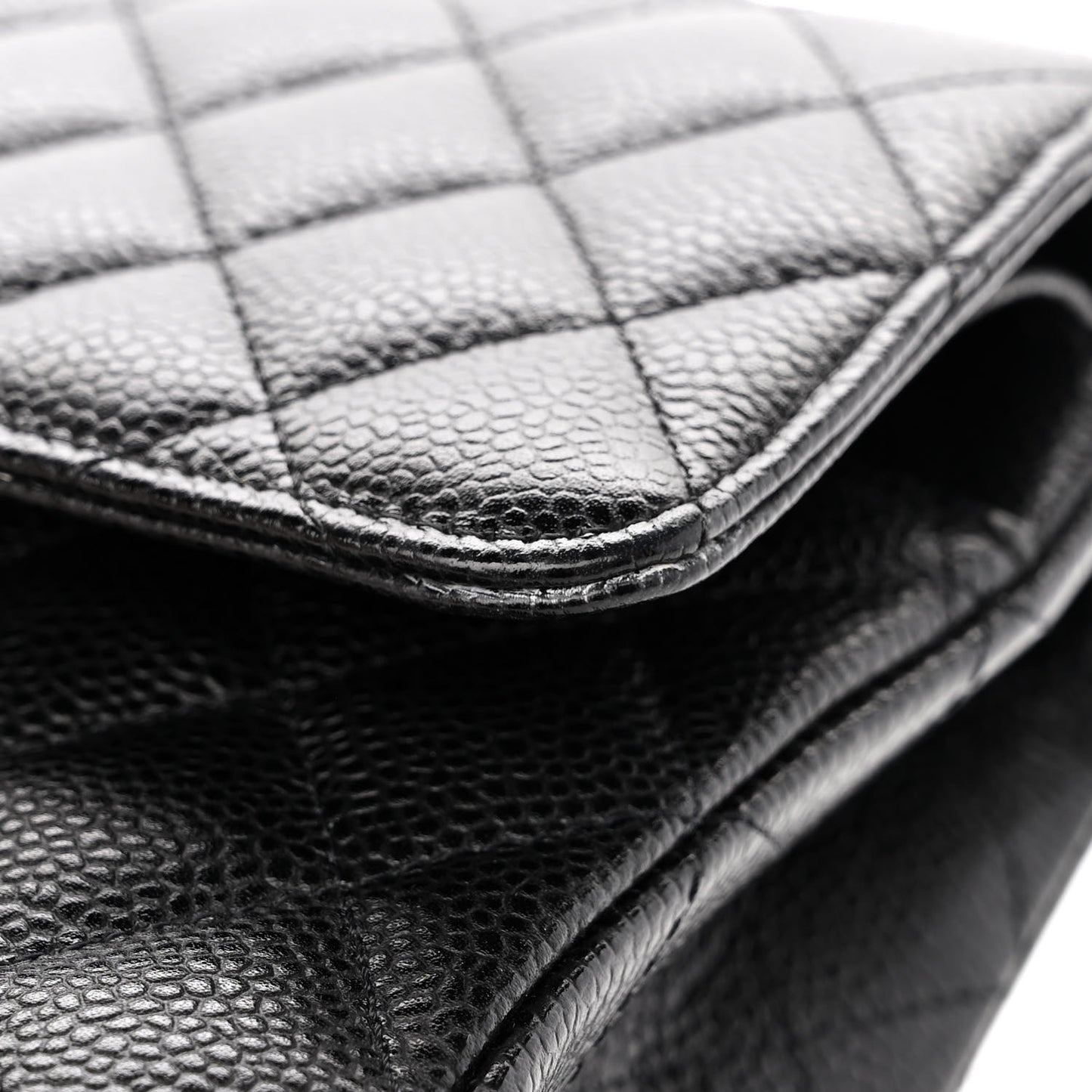 Caviar Quilted Medium Double Flap Black