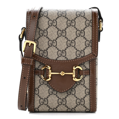 Gucci GG Supreme Monogram Mini Horsebit 1955 Crossbody Bag Beige Brown Sugar 1 of 10