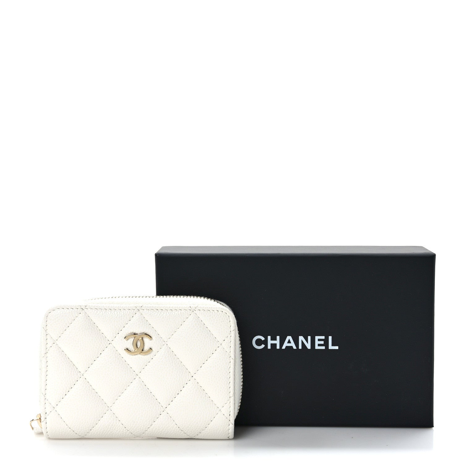 Chanel Caviar Quilted Classic Zipped Coin Purse White 9 of 9