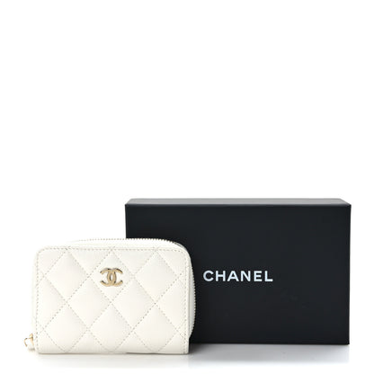 Chanel Caviar Quilted Classic Zipped Coin Purse White 9 of 9