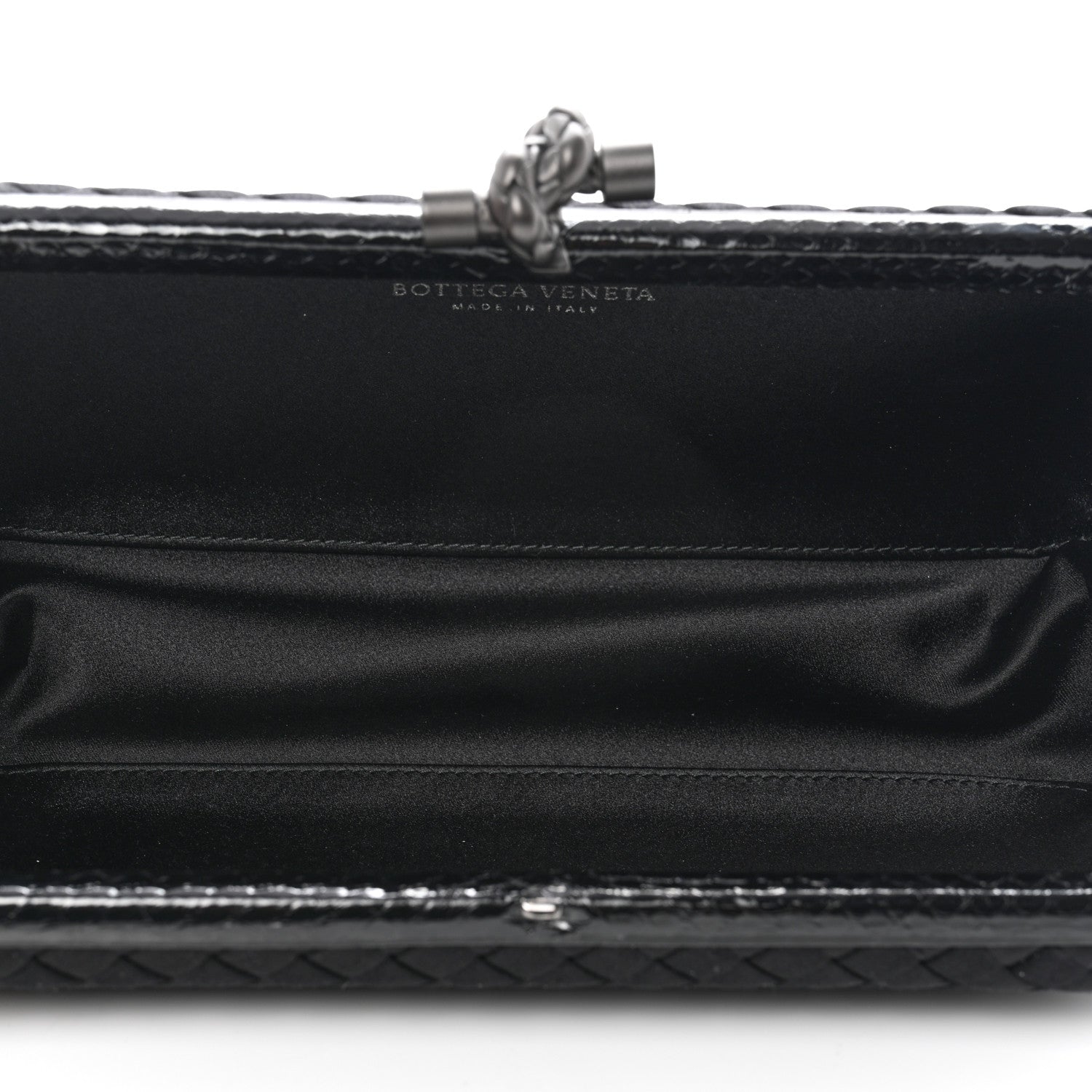 Bottega Veneta Satin Ayers Intreccio Impero Stretch Knot Clutch Black 5 of 6