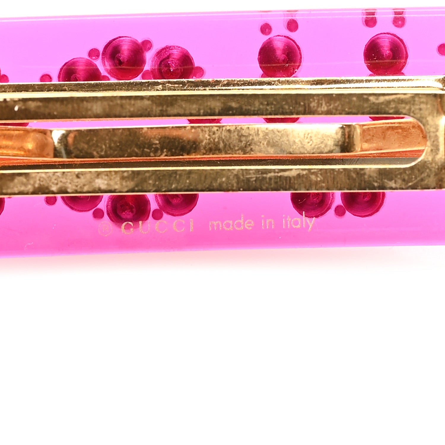GUCCI ヘアリボン ピンク Gucci Resin Crystal Single Hair Barrette Fuchsia 1845592