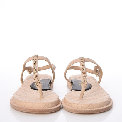 Chanel Lambskin Chain Thong Sandals 35.5 Beige 2 of 8