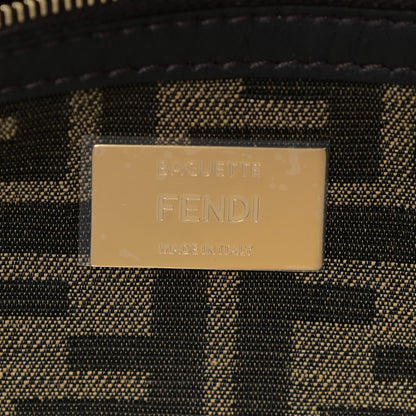 Fendi Fabric Jacquard FF 1974 Medium Baguette Tobacco Moro Black 8 of 12