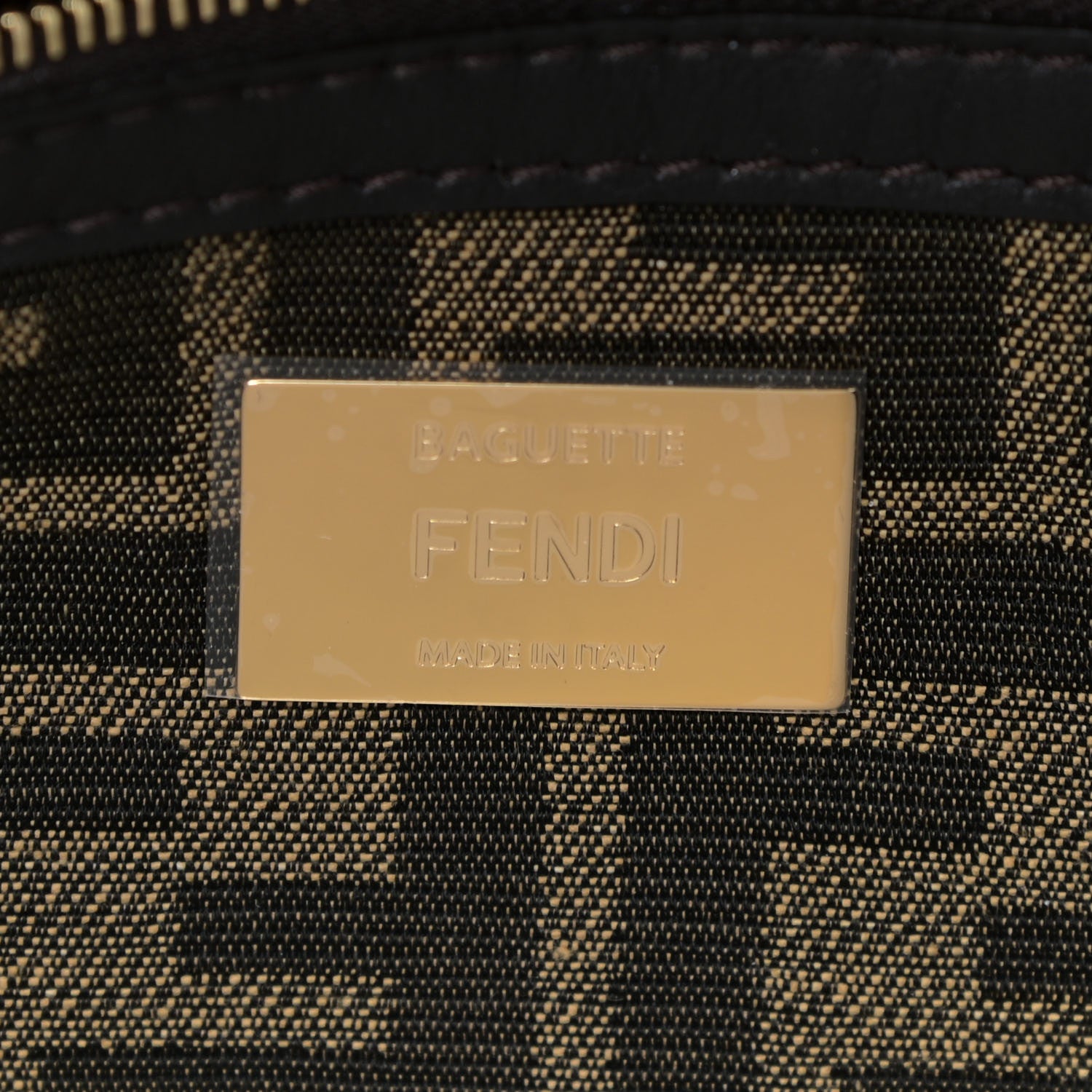 Fendi Fabric Jacquard FF 1974 Medium Baguette Tobacco Moro Black 8 of 12