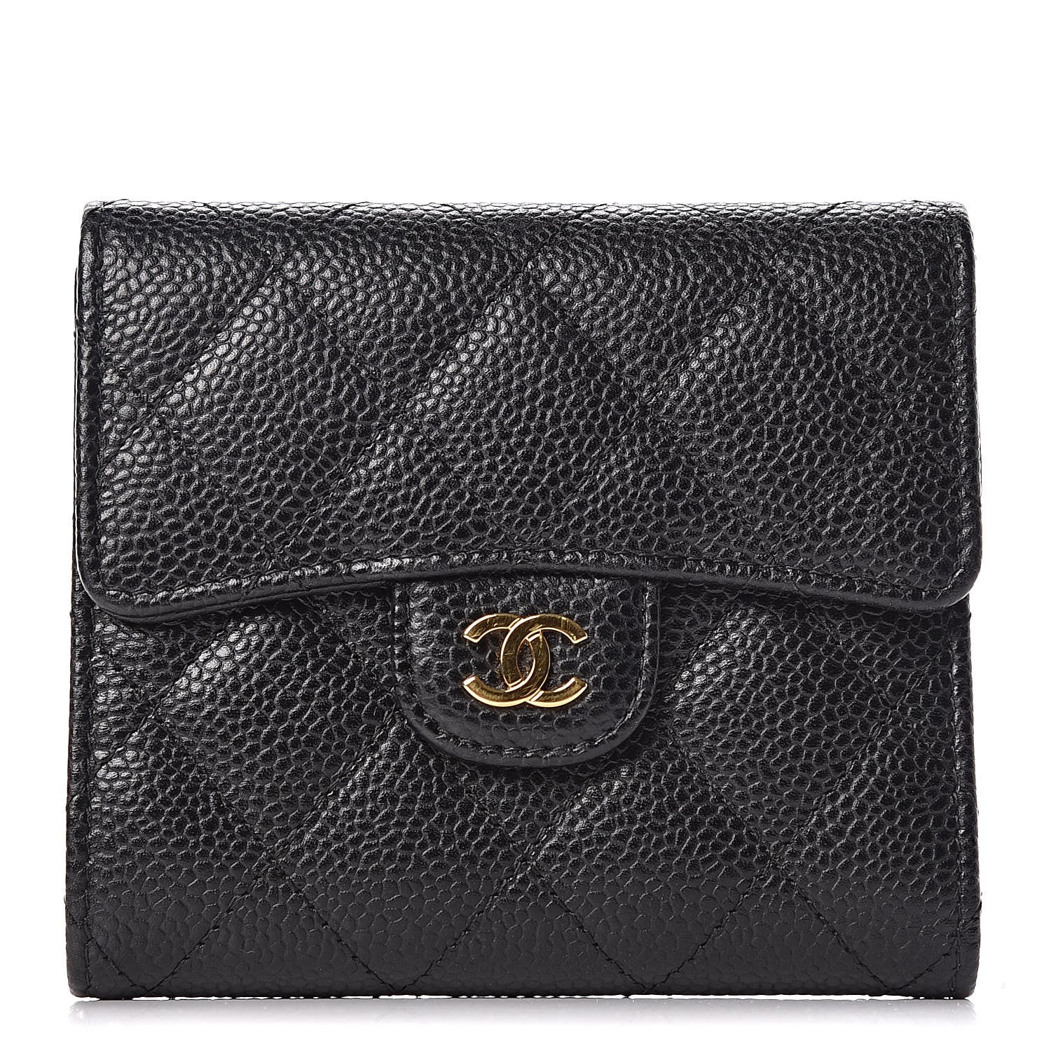 Chanel Caviar Quilted Compact Flap Wallet Black 1 of 9