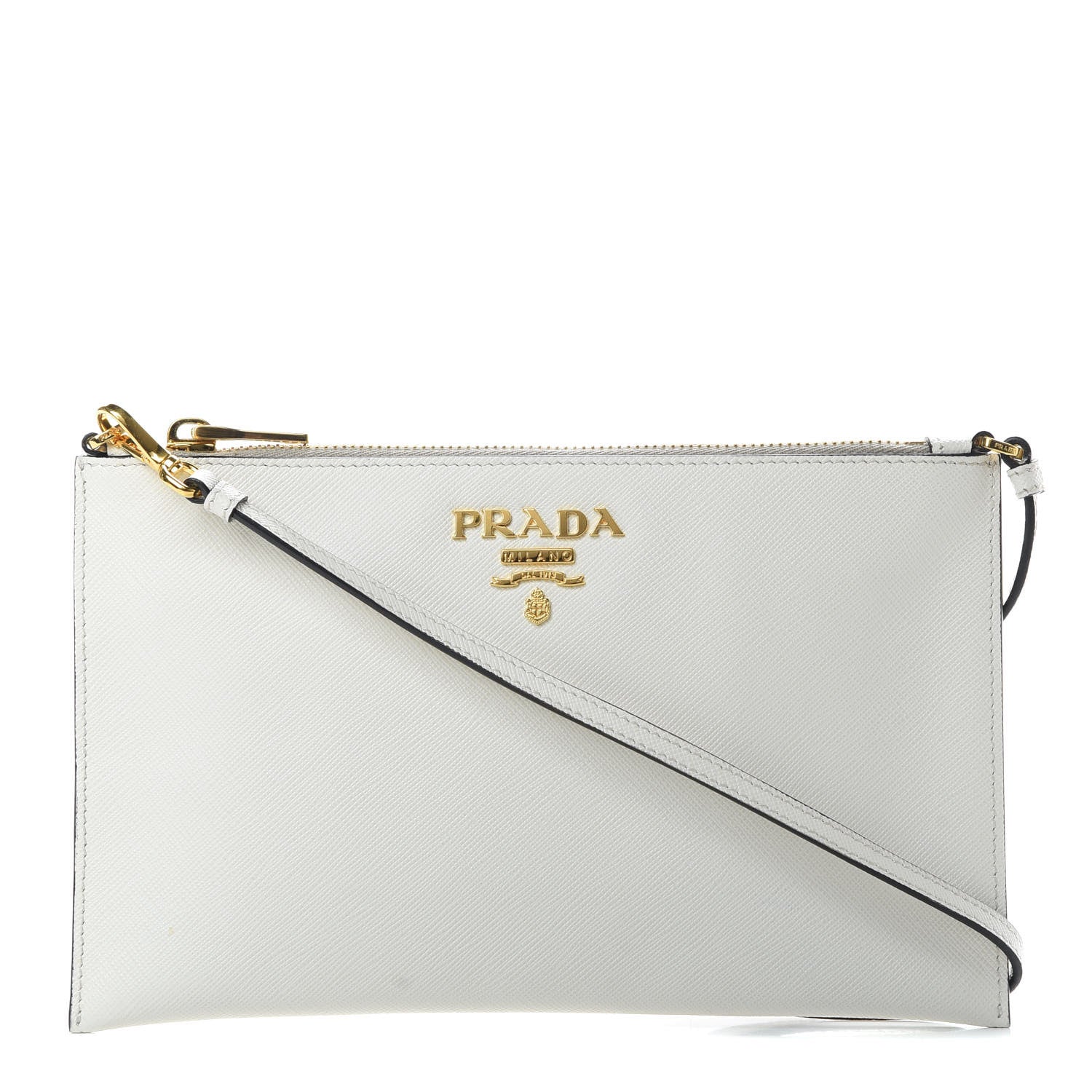 Prada Saffiano Small Flat Pouch Talco 1 of 9