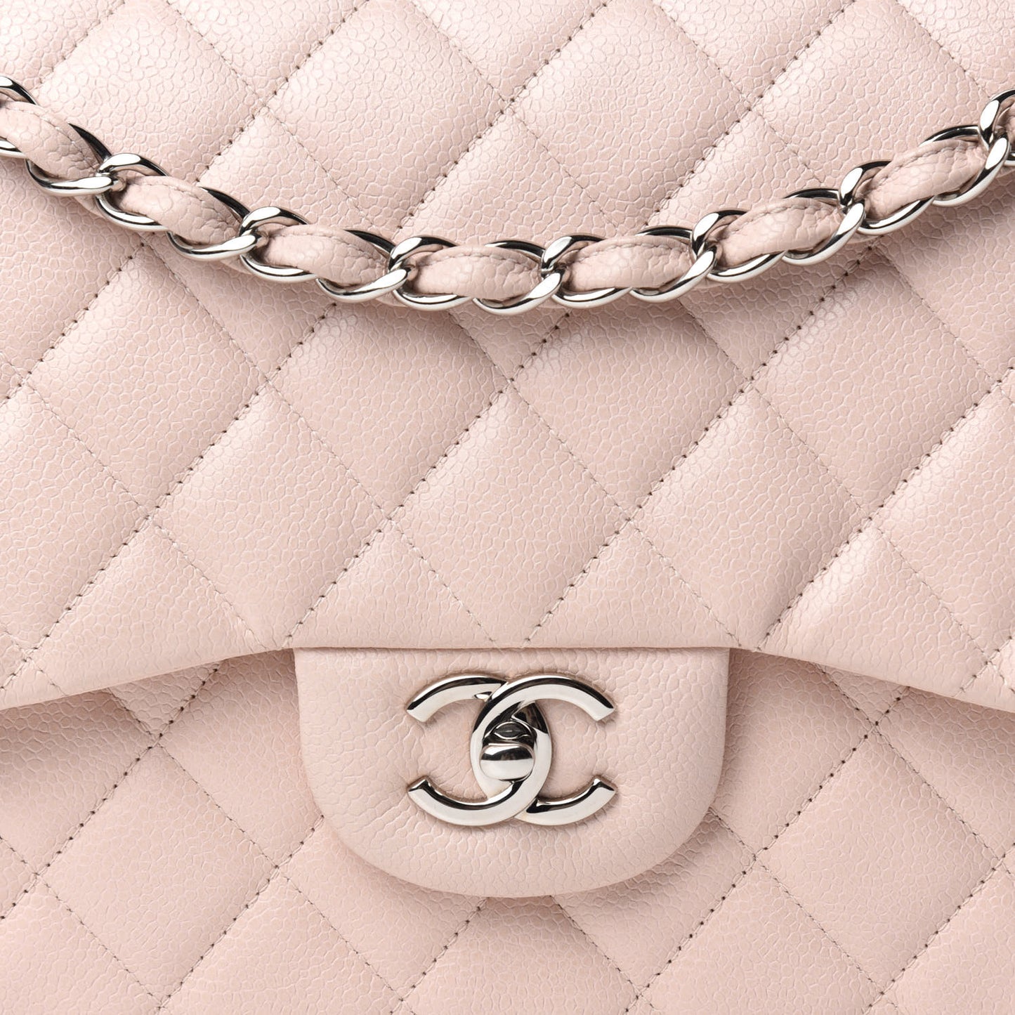 Caviar Quilted Jumbo Double Flap Light Pink
