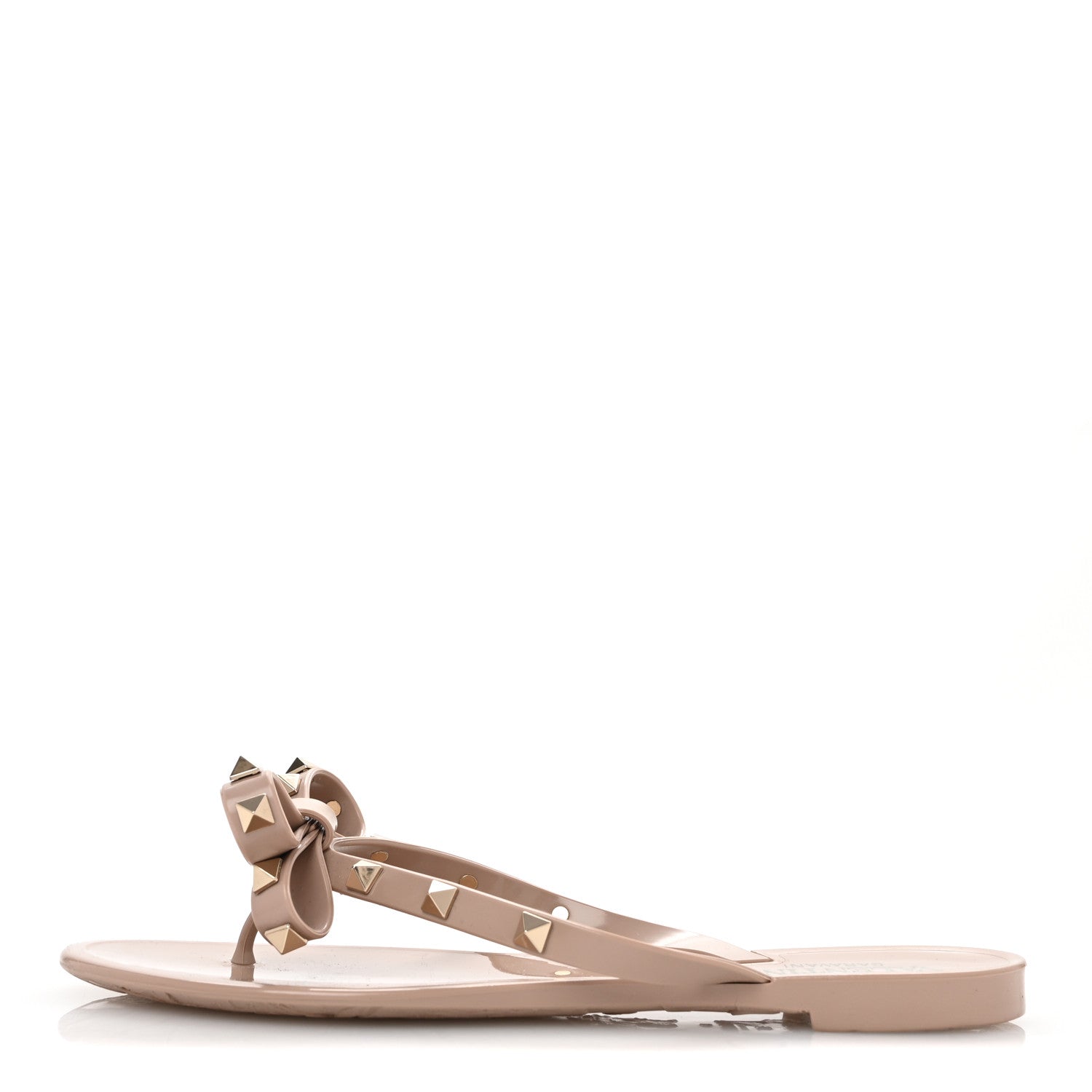 Valentino Garavani PVC Jelly Rockstud Bow Thong Sandals 37 Poudre 1 of 9