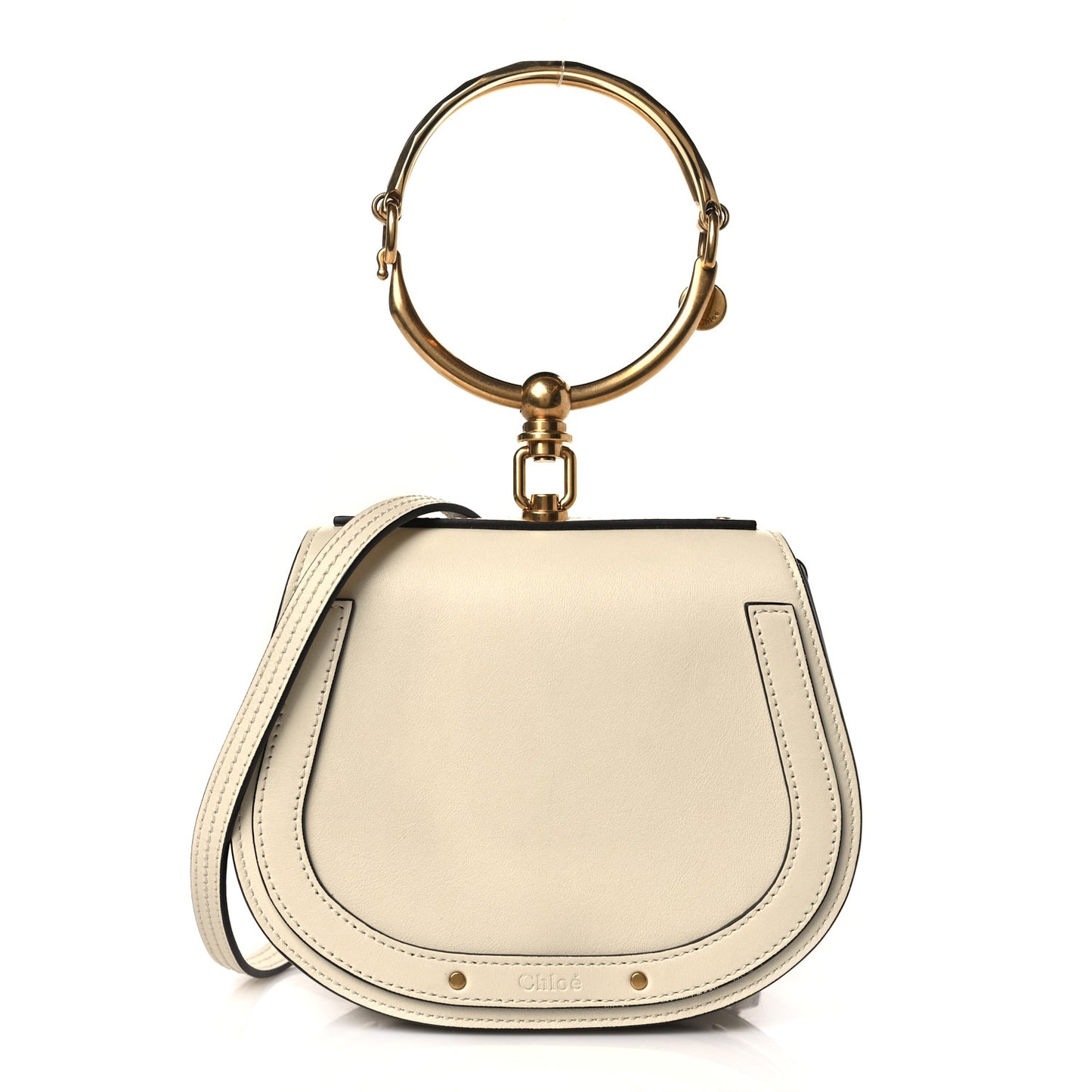 Calfskin Suede Small Nile Bracelet Bag Off White