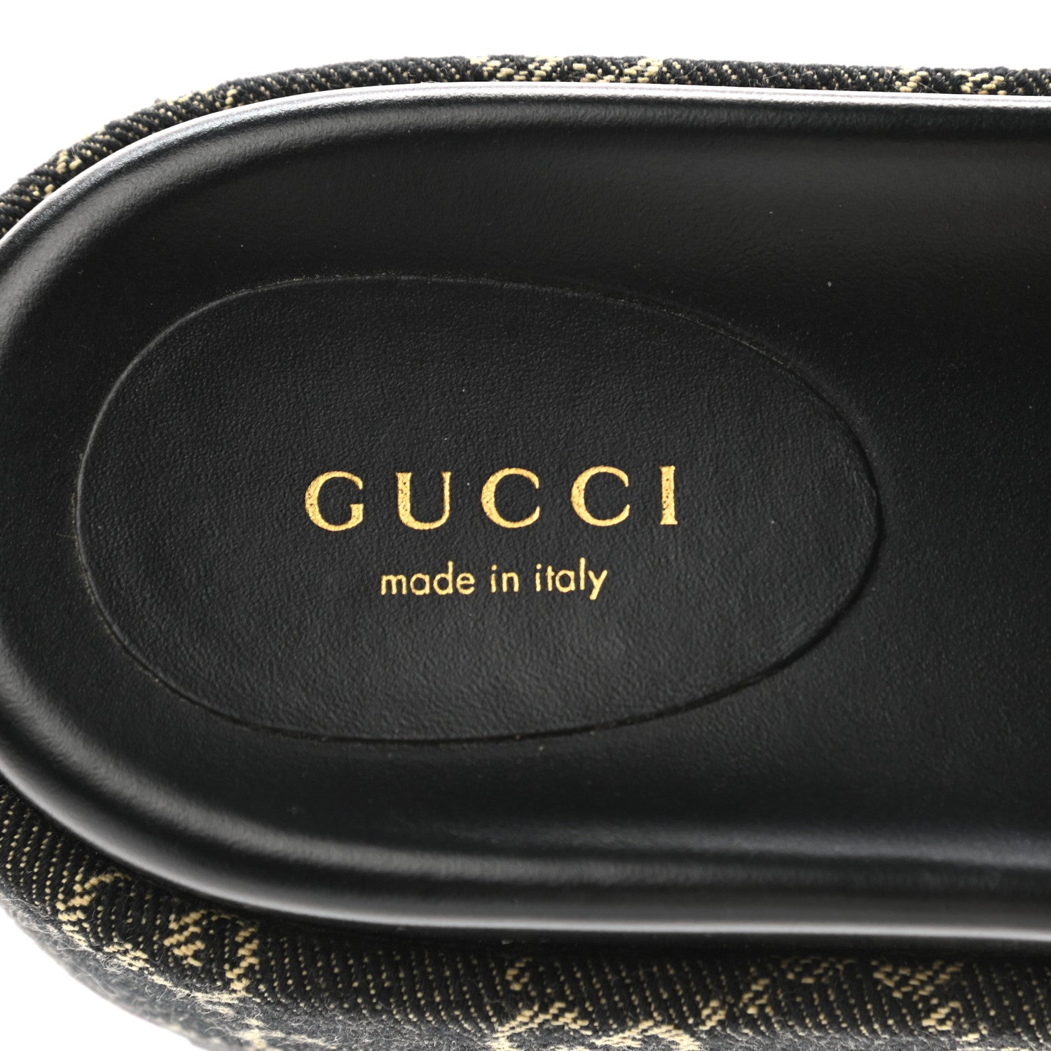 Gucci Jacquard Black Denim GG Monogram Angelina Platform 55mm Slide Sandals 38 Black Ivory 7 of 12