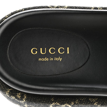 Gucci Jacquard Black Denim GG Monogram Angelina Platform 55mm Slide Sandals 38 Black Ivory 7 of 12
