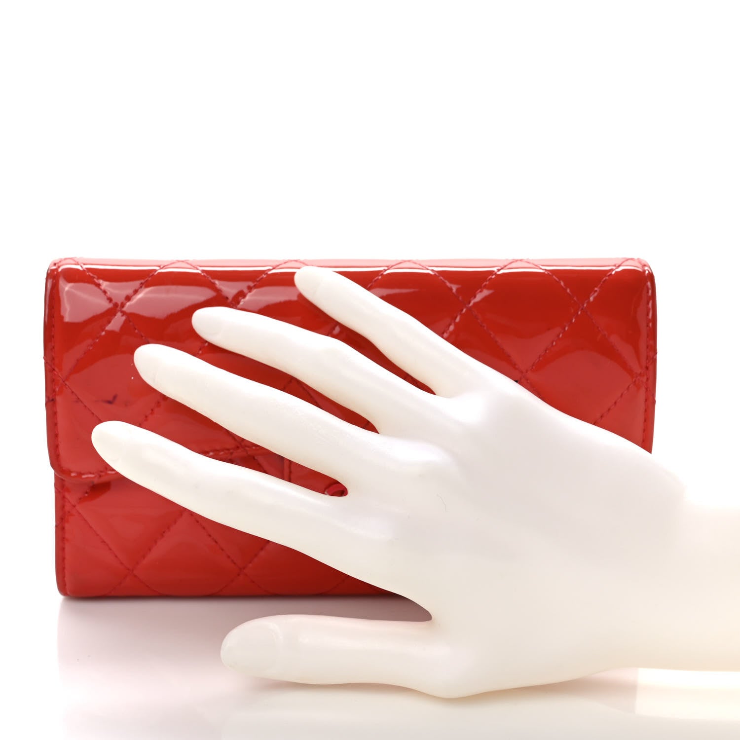 Chanel Patent Quilted Large Flap Wallet Coral 2 of 11