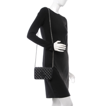 Chanel Goatskin Quilted Diamond CC Wallet On Chain WOC Black 2 of 9