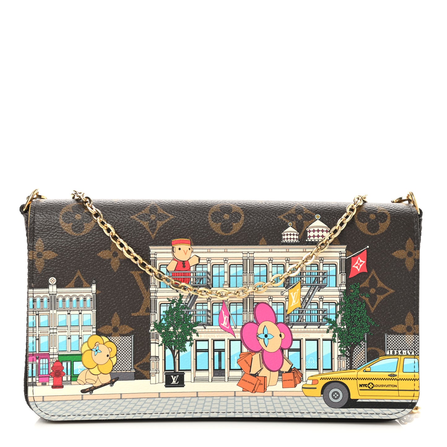 Monogram 2022 Christmas Animation New York Soho Pochette Felicie Chain Wallet Yellow