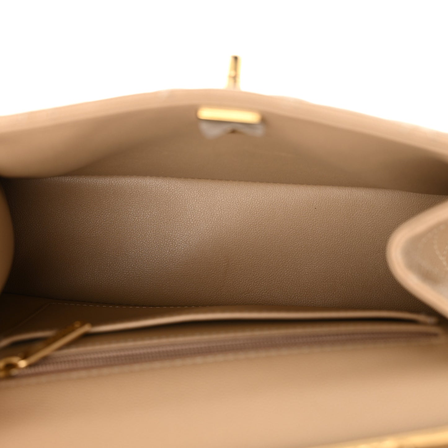 Shiny Caviar Quilted Small Flap Bag Top Handle Dark Beige