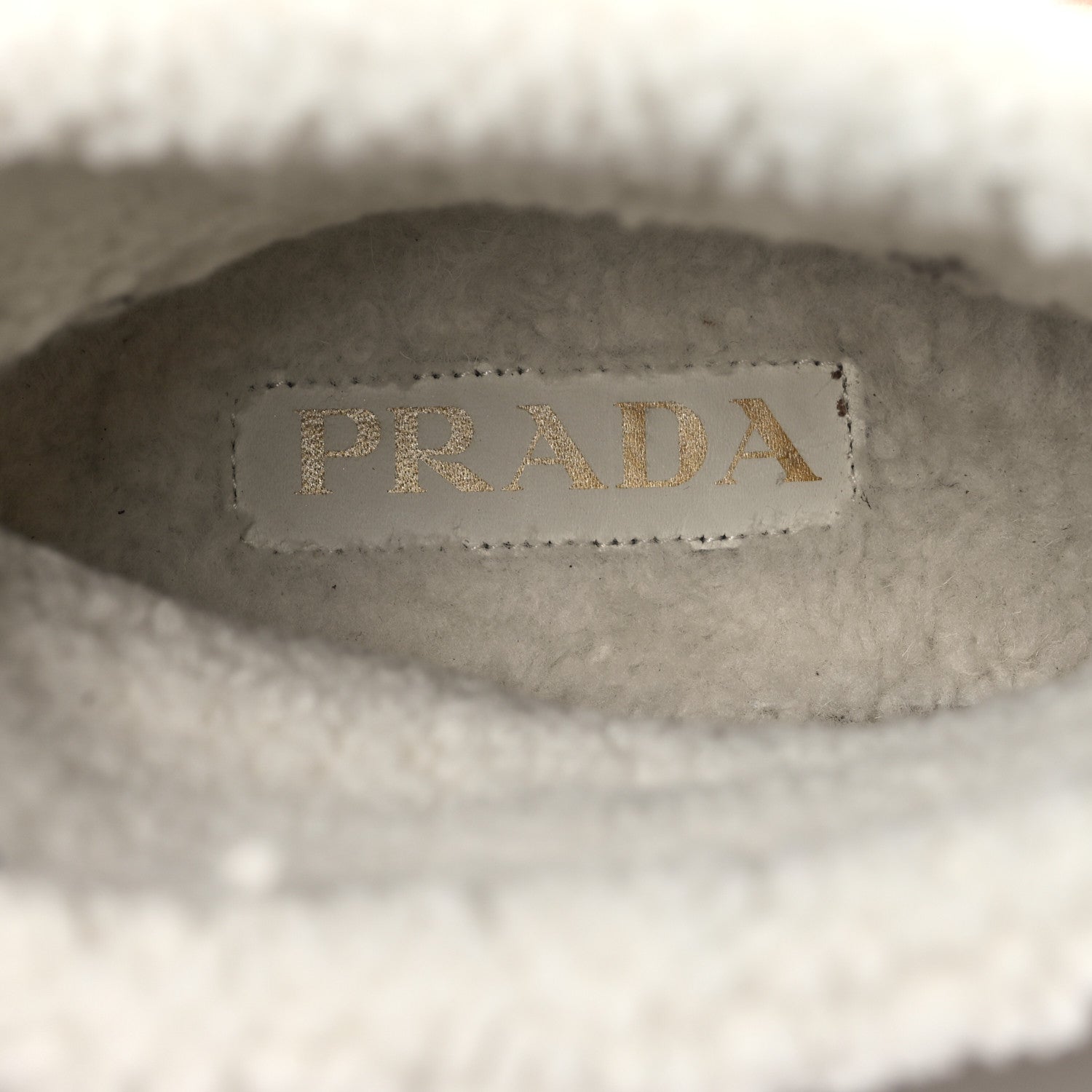 Prada Suede Shearling Ankle Boots 37.5 Cannella 7 of 10