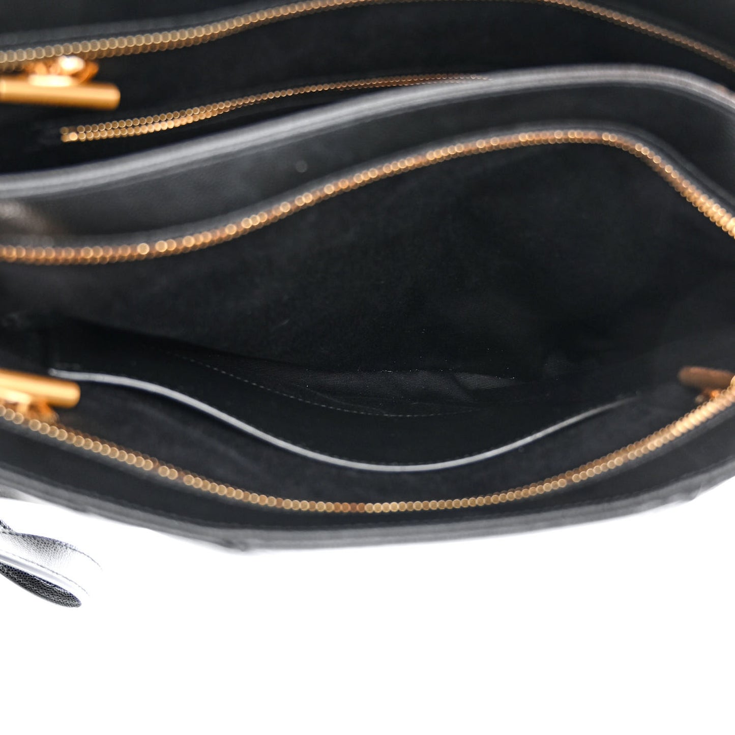 Grain de Poudre Matelasse Chevron Medium Tribeca Shopping Bag Black
