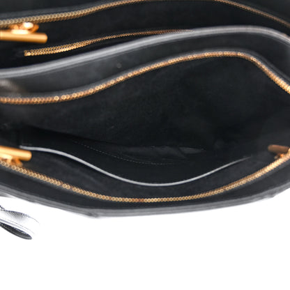 Saint Laurent Grain de Poudre Matelasse Chevron Medium Tribeca Shopping Bag Black 5 of 11