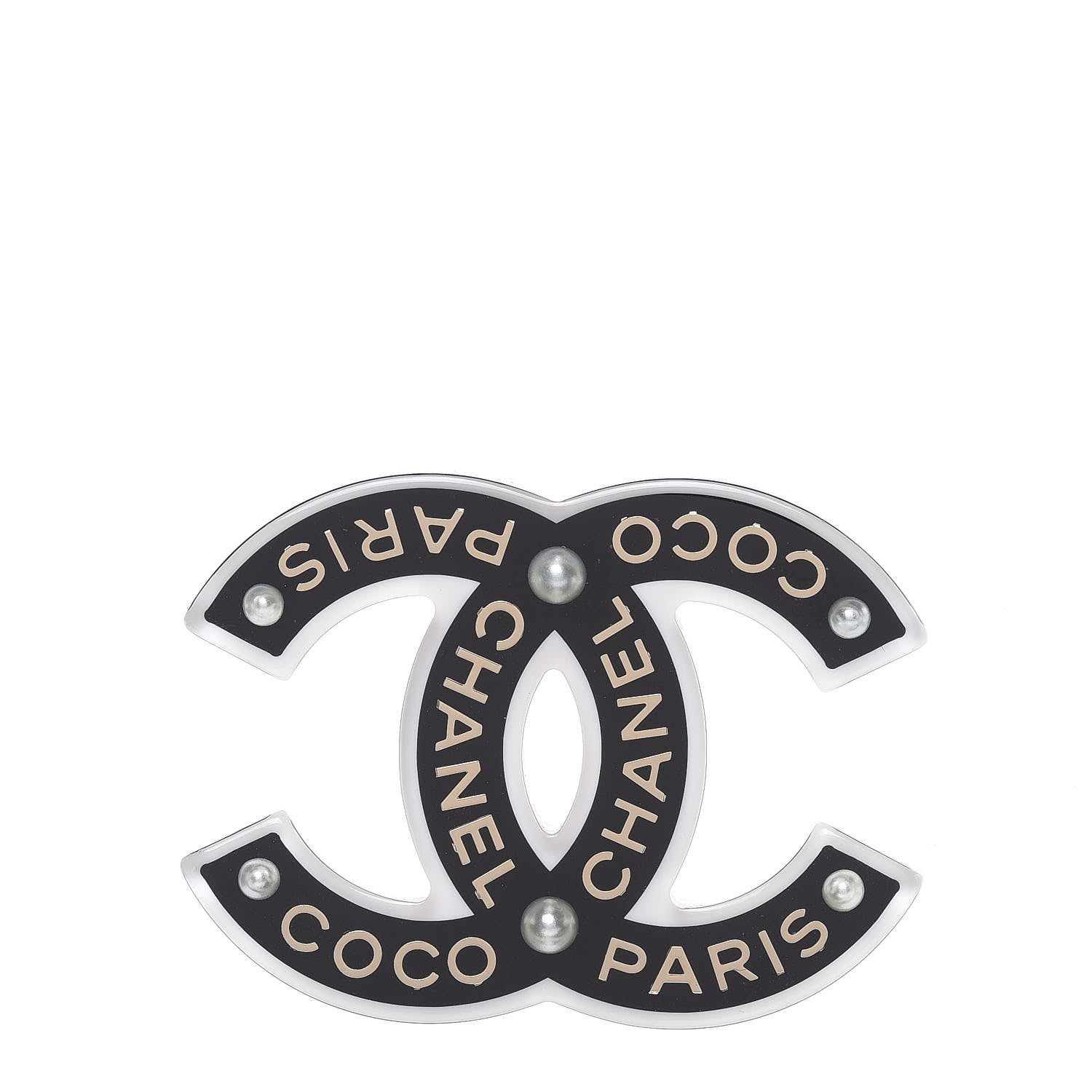 Chanel Resin Pearl CC Coco Brooch Black 1 of 5