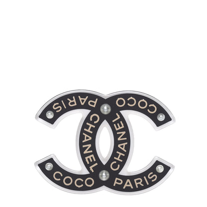 Chanel Resin Pearl CC Coco Brooch Black 1 of 5