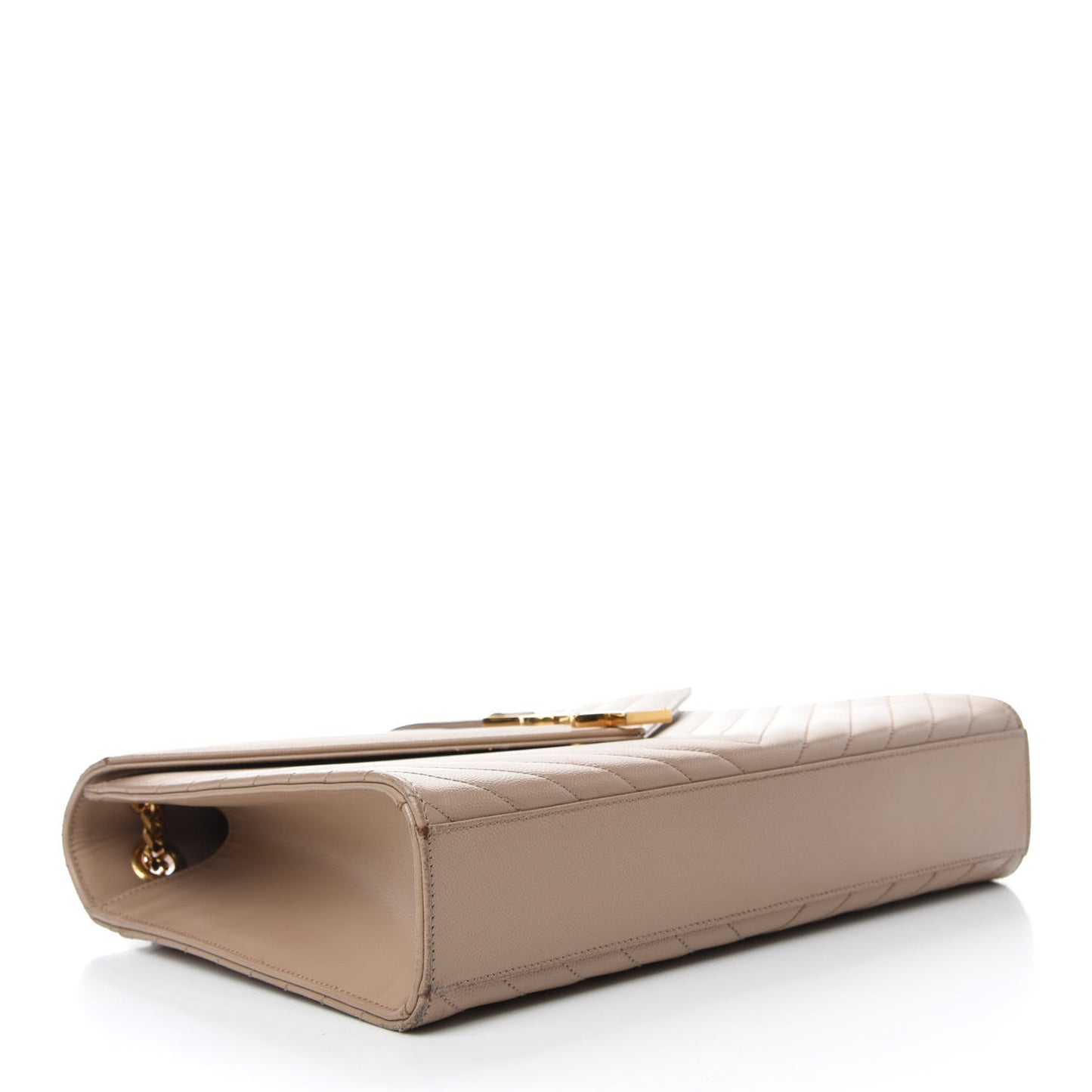 Grain De Poudre Matelasse Chevron Large Monogram Satchel Beige