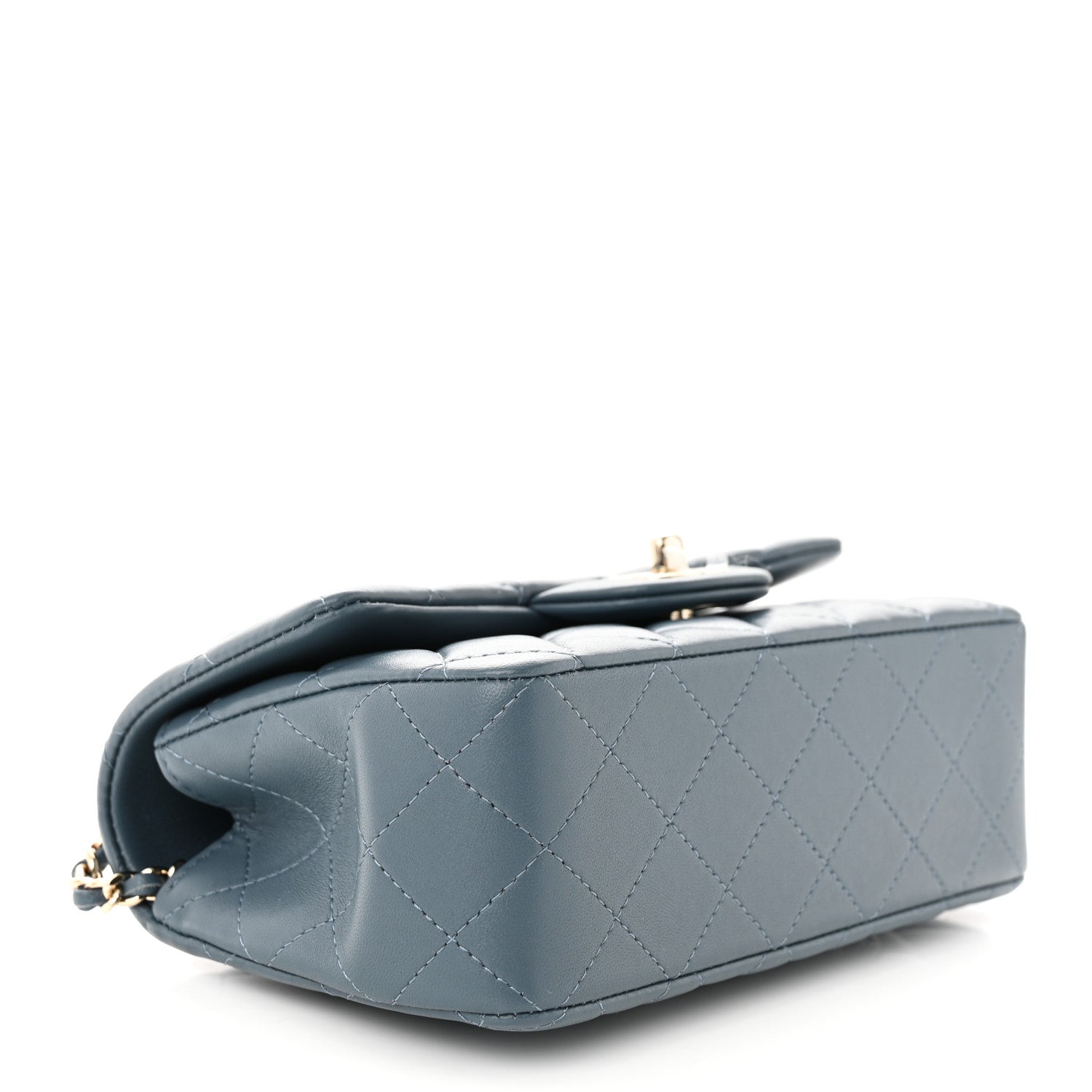 Chanel Lambskin Quilted Mini Top Handle Rectangular Flap Blue 4 of 11