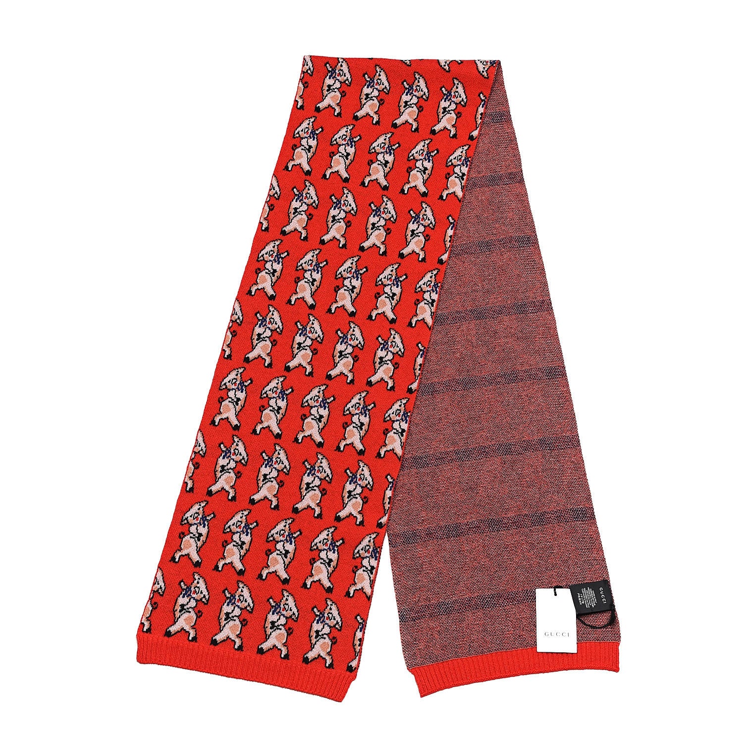 Gucci Wool Happy Pig Scarf Flame Pink 3 of 5