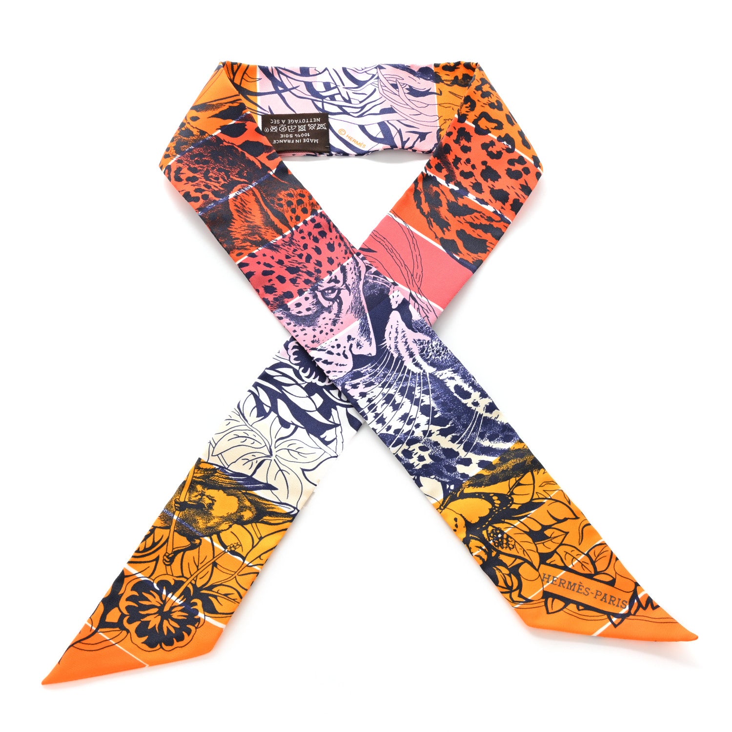Hermes Silk Jungle Love Rainbow Twilly Orange Encre Vieux Rose 1 of 4