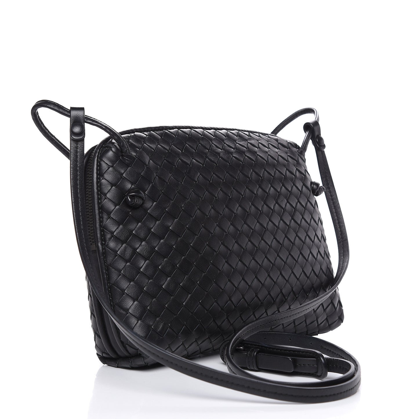 Nappa Intrecciato Pillow Crossbody Messenger Black